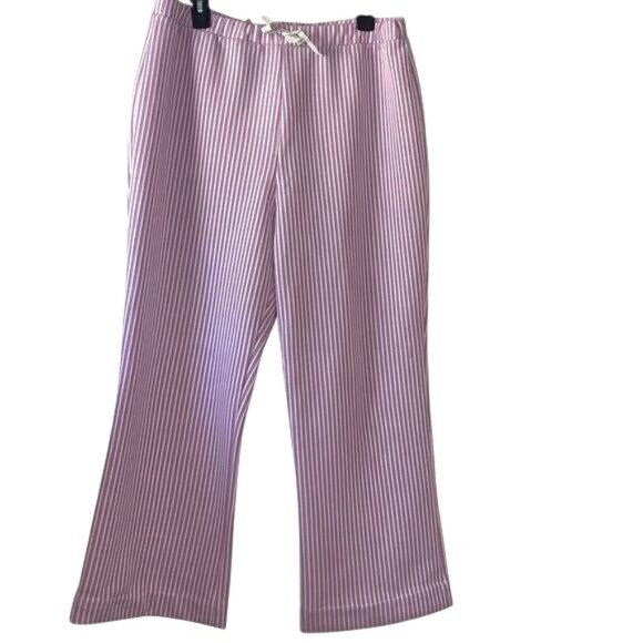 Pink & White Striped Elastic Waist Pants With Bow Detail - Picture 1 of 7
